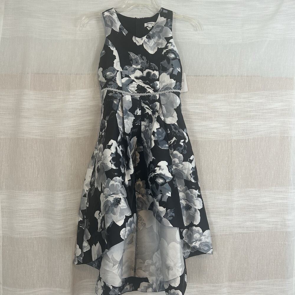 NEW Speechless Kid Black & White Floral‎ Dress Girls 14 Hi-Lo Formal Wedding